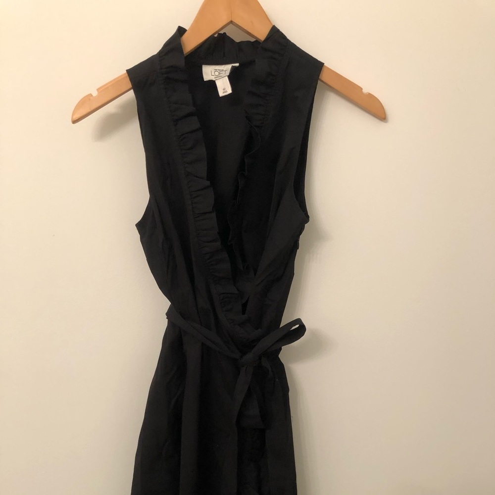 Loft Black Cotton Wrap Dress